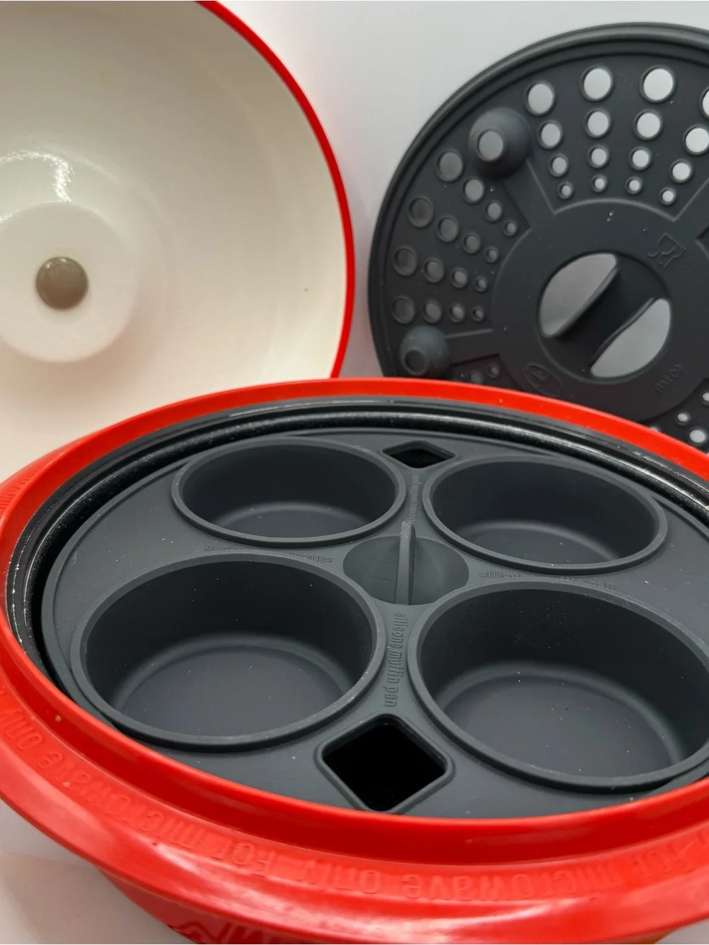 Range Mate Pro Microwave Grill Deluxe 4 Piece Pan Set Red Cooker Dorm College Gi